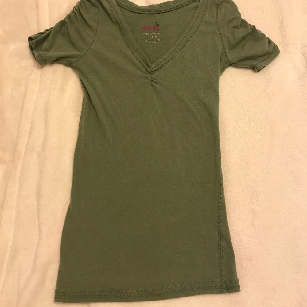 Soft Green Top with Ruffled Sleeves